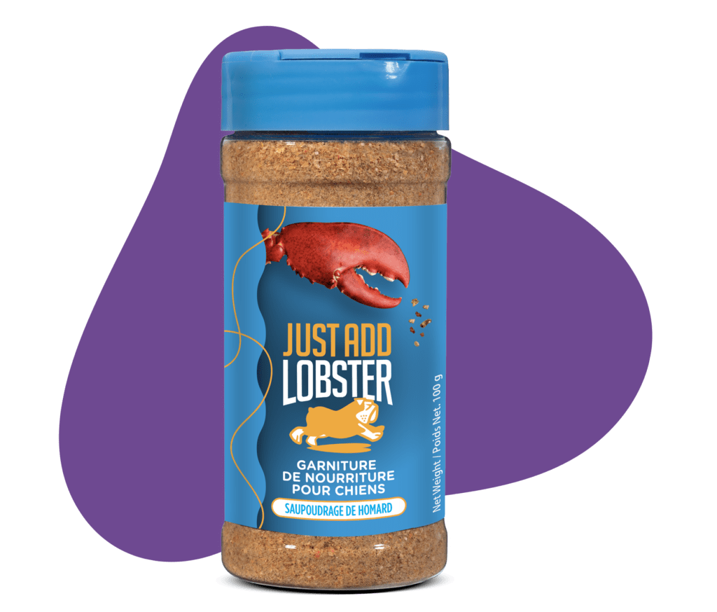 Une bouteille de garniture de nourriture pour chiens Just Add Lobster Sprinkles